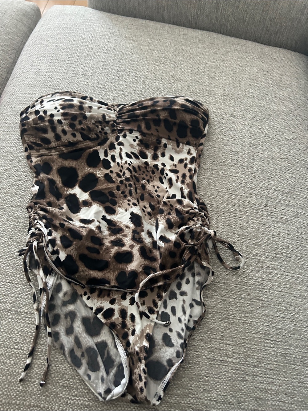 Tommy Bahama Leopard-Print Strapless One-Piece in Brown, Black and Cream